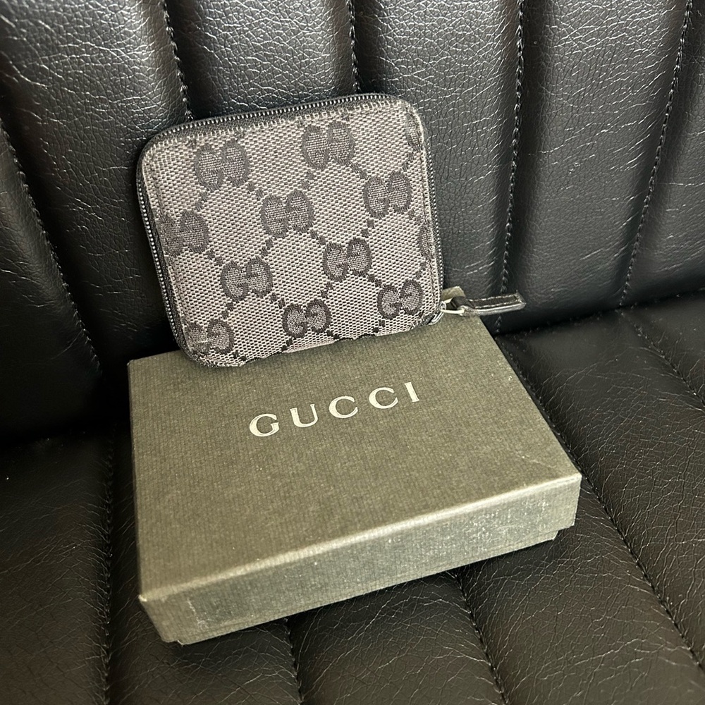 Gucci Black and Gray Monogram Coin purse